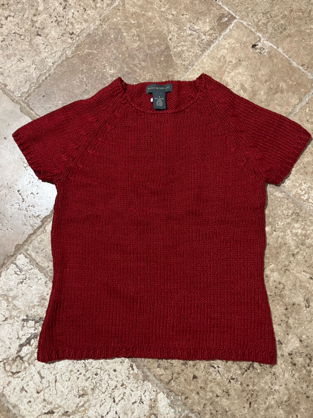 Banana Republic Red Short-Sleeve Crewneck Sweater